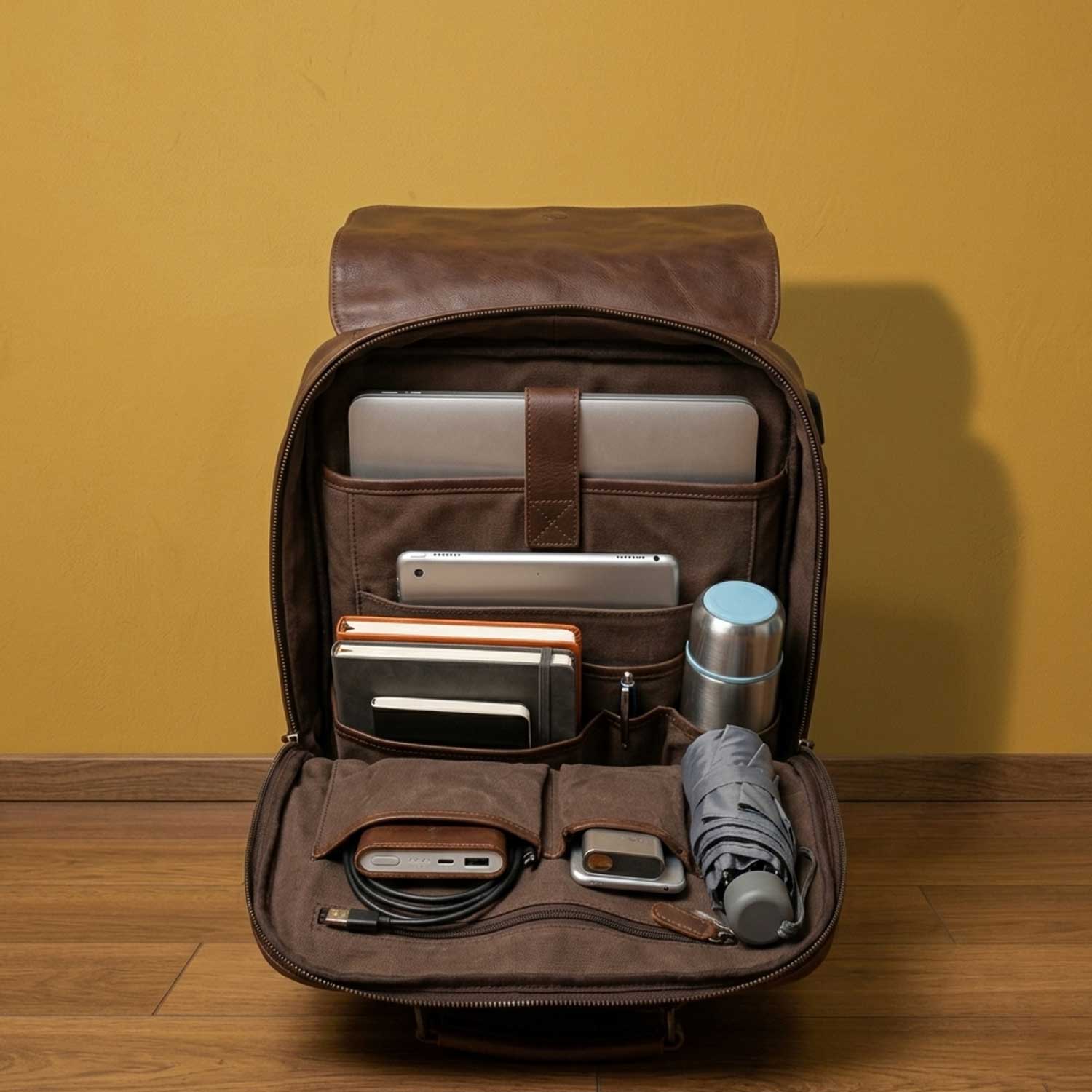 Leather Trolley Backpack - Image 2